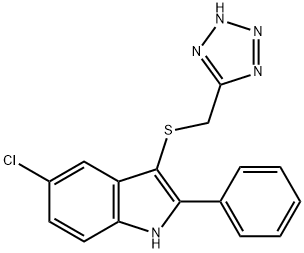 5-クロロ-2-フェニル-3-[(1H-テトラゾール-5-イル)メチルチオ]-1H-インドール 化学構造式