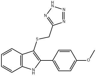 2-(4-Methoxyphenyl)-3-[(1H-tetrazol-5-yl)methylthio]-1H-indole Structure