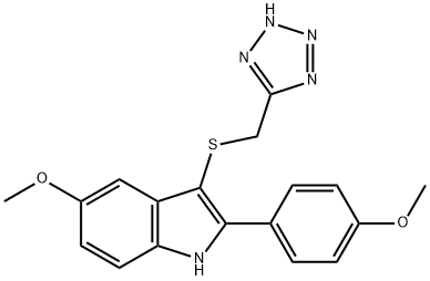 5-Methoxy-2-(4-methoxyphenyl)-3-[(1H-tetrazol-5-yl)methylthio]-1H-indole Structure