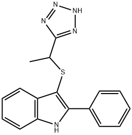 2-フェニル-3-[1-(1H-テトラゾール-5-イル)エチルチオ]-1H-インドール 化学構造式