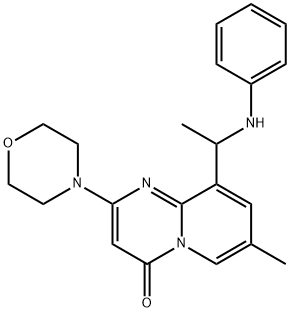 4H-PYRIDO[1,2-A]PYRIMIDIN-4-ONE, 7-METHYL-2-(4-MORPHOLINYL)-9-[1-(PHENYLAMINO)ETHYL]- Struktur