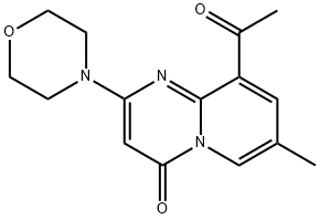 9-アセチル-7-メチル-2-モルホリノ-4H-ピリド[1,2-A]ピリミジン-4-オン 化学構造式