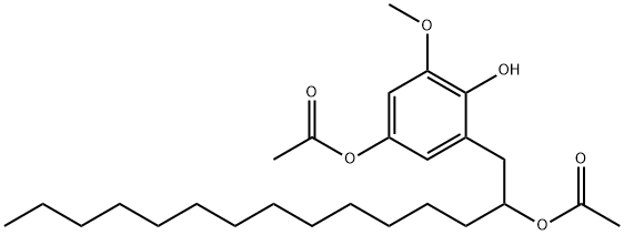 2-(2-アセトキシペンタデシル)-6-メトキシ-4-アセトキシフェノール 化学構造式