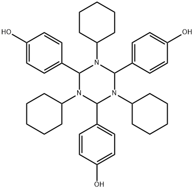 4-[1,3,5-tricyclohexyl-4,6-bis(4-hydroxyphenyl)-1,3,5-triazinan-2-yl]p henol Struktur