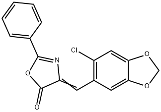 4-[(6-chlorobenzo[1,3]dioxol-5-yl)methylidene]-2-phenyl-1,3-oxazol-5-o ne,6641-76-5,结构式