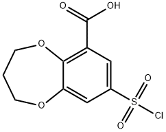 8-(chlorosulphonyl)-3,4-dihydro-2H-benzo-1,5-dioxepin-6-carboxylic acid,66410-81-9,结构式
