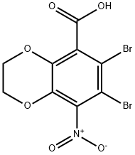 6,7-Dibromo-8-nitro-2,3-dihydrobenzo[1,4]dioxine-5-carboxylic acid 化学構造式