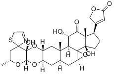 2α,3β-[[(7S,9R)-6,10-ジヒドロキシ-9-メチル-8-オキサ-1-チア-4-アザスピロ[4.5]デカ-3-エン-6,7-ジイル]ビス(オキシ)]-14-ヒドロキシ-5α-カルダ-20(22)-エノリド 化学構造式