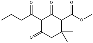 6,6-Dimethyl-2,4-dioxo-3-(1-oxobutyl)cyclohexane-1-carboxylic acid methyl ester Structure