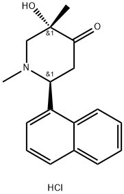4-Piperidone, 1-equatorial,3-axial-dimethyl-3-equatorial-hydroxy-6-equ atorial-(1-naphthyl)-, hydrochloride,66439-90-5,结构式
