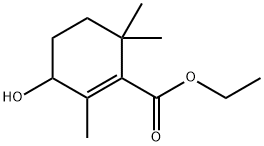 3-Hydroxy-2,6,6-trimethyl-1-cyclohexene-1-carboxylic acid ethyl ester Struktur