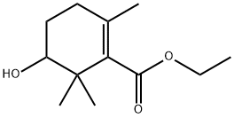 5-Hydroxy-2,6,6-trimethyl-1-cyclohexene-1-carboxylic acid ethyl ester Struktur