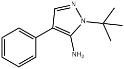 1-TERT-ブチル-4-フェニル-1H-ピラゾール-5-アミン 化学構造式