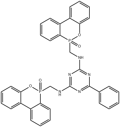 N,N'-Bis(6-oxo-6H-dibenz[c,e][1,2]oxaphosphorin-6-ylmethyl)-6-phenyl-1,3,5-triazine-2,4-diamine 结构式