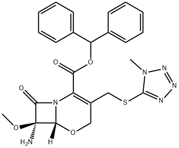 (6β)-3-(1-Methyl-1H-tetrazole-5-ylthiomethyl)-7α-amino-7-methoxy-8-oxo-5-oxa-1-azabicyclo[4.2.0]octa-2-ene-2-carboxylic acid benzhydryl ester Struktur