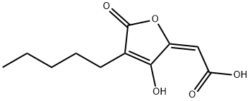 [(2E)-3-Hydroxy-5-oxo-4-pentyl-2,5-dihydrofuran-2-ylidene]acetic acid 结构式
