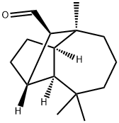 [1S-(1alpha,3abeta,4alpha,8abeta,9S*)]-decahydro-4,8,8-trimethyl-1,4-methanoazulene-9-carboxaldehyde Struktur