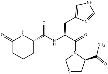 [2S-[2R*[R*(R*)]]]-N-[2-[4-(aminocarbonyl)-3-thiazolidinyl]-1-(1H-imidazol-4-ylmethyl)-2-oxoethyl]-6-oxopiperidine-2-carboxamide, 66537-55-1, 结构式
