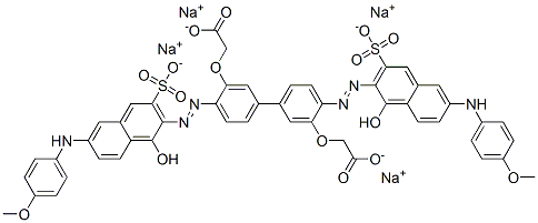 tetrasodium 2,2'-[[4,4'-bis[[1-hydroxy-6-[(4-methoxyphenyl)amino]-3-sulphonato-2-naphthyl]azo][1,1'-biphenyl]-3,3'-diyl]bis(oxy)]diacetate ,6655-95-4,结构式