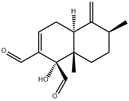 (1S)-1,4,4aα,5,6,7,8,8a-オクタヒドロ-1α-ヒドロキシ-6β,8aβ-ジメチル-5-メチレン-1,2-ナフタレンジカルボアルデヒド 化学構造式