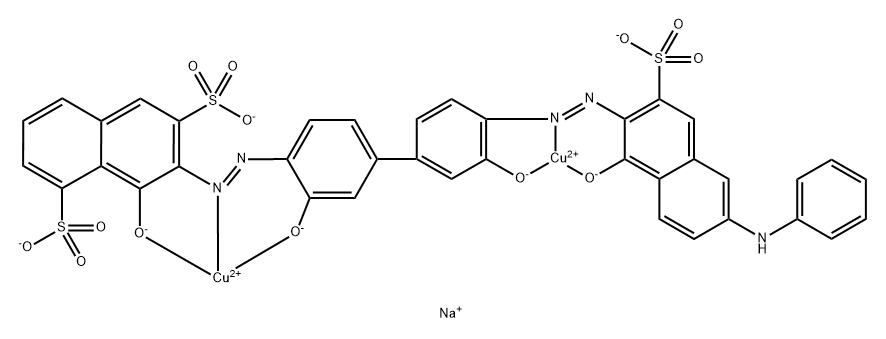 dicopper trisodium 7-[4-[4-(6-anilino-3-oxido-1-sulfonato-naphthalen-2 -yl)diazenyl-3-oxido-phenyl]-2-oxido-phenyl]diazenyl-8-oxido-naphthale ne-1,6-disulfonate Structure