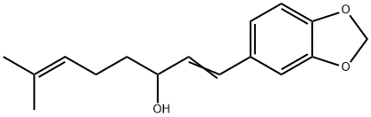 7-メチル-1-(3,4-メチレンジオキシフェニル)オクタ-1,6-ジエン-3-オール 化学構造式