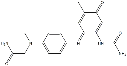 2-[[4-[[2-(carbamoylamino)-5-methyl-4-oxo-2,5-cyclohexadien-1-ylidene]amino]phenyl]ethylamino]acetamide Struktur