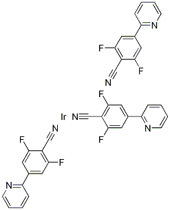 Tri[2-(5-cyano-4,6-difluorophenyl)pyridinato-C2,N] IridiuM(III) Struktur