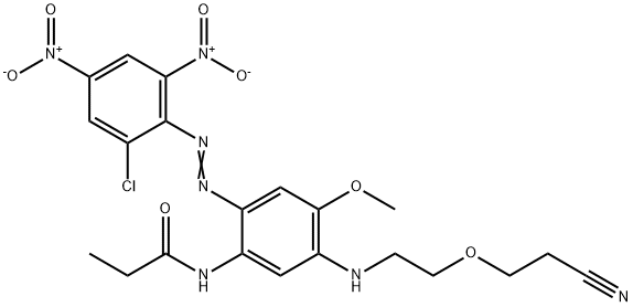 N-[2-[(2-chloro-4,6-dinitrophenyl)azo]-5-[[2-(2-cyanoethoxy)ethyl]amino]-4-methoxyphenyl]propionamide 结构式