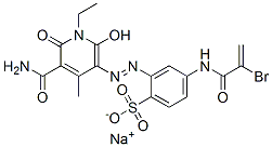 sodium 4-[(2-bromo-1-oxoallyl)amino]-2-[[5-carbamoyl-1-ethyl-1,6-dihydro-2-hydroxy-4-methyl-6-oxo-3-pyridyl]azo]benzenesulphonate,66693-28-5,结构式
