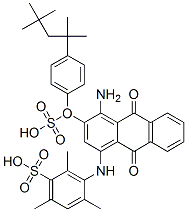 3-[[4-amino-9,10-dihydro-9,10-dioxo-3-[sulpho-4-(1,1,3,3-tetramethylbutyl)phenoxy]-1-anthryl]amino]-2,4,6-trimethylbenzenesulphonic acid,66696-74-0,结构式