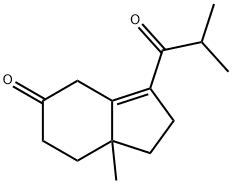 2,4,5,6,7,7a-ヘキサヒドロ-7a-メチル-3-(2-メチル-1-オキソプロピル)-1H-インデン-5-オン 化学構造式