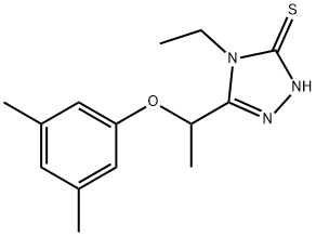 5-[1-(3,5-ジメチルフェノキシ)エチル]-4-エチル-4H-1,2,4-トリアゾール-3-チオール 化学構造式