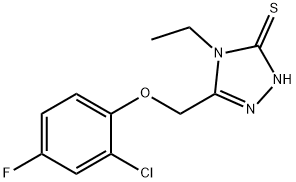 5-[(2-クロロ-4-フルオロフェノキシ)メチル]-4-エチル-4H-1,2,4-トリアゾール-3-チオール 化学構造式