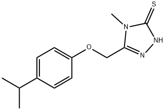 5-[(4-イソプロピルフェノキシ)メチル]-4-メチル-4H-1,2,4-トリアゾール-3-チオール 化学構造式