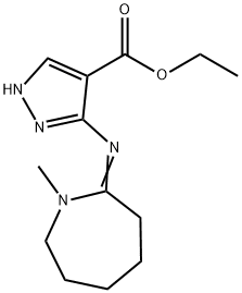 Pyrazole-4-carboxylic acid, 5-((1-methylhexahydro-1H-azepin-2-ylidene) amino)-, ethyl ester Structure