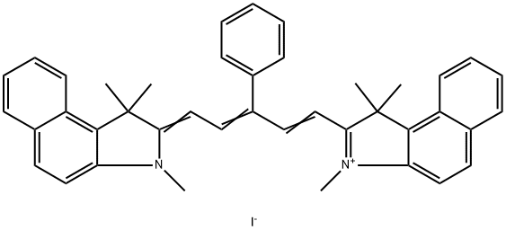 1,1,3-三甲基-2-[(1E,3Z)-3-苯基-5-(1,1,3-三甲基-1,3-二氢-2H-苯并[E]吲哚-2-亚基)-1,3-戊二烯基]-1H-苯并[E]吲哚碘化物, 66753-40-0, 结构式