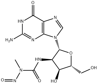 3-[(2R,3R,4S,5R)-2-(2-amino-6-oxo-3H-purin-9-yl)-4-hydroxy-5-(hydroxym ethyl)oxolan-3-yl]-1-methyl-1-nitroso-urea 结构式