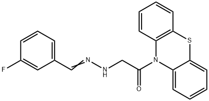 3-Fluorobenzaldehyde (2-oxo-2-(10H-phenothiazin-10-yl)ethyl)hydrazone 结构式