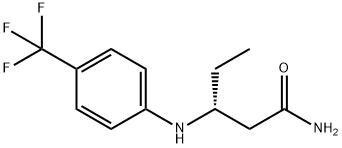 (3R)-3-[(4-トリフルオロメチルフェニル)アミノ]ペンタンアミド 化学構造式
