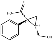 (1R,2S)-2-(Hydroxymethyl)-1-phenylcyclopropanecarboxylic acid Struktur