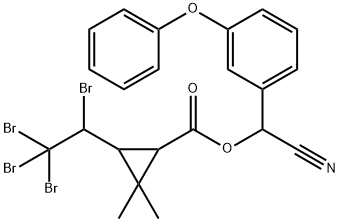 2,2-ジメチル-3-(1,2,2,2-テトラブロモエチル)シクロプロパンカルボン酸シアノ(3-フェノキシフェニル)メチル 化学構造式