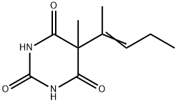 5-メチル-5-(1-メチル-1-ブテニル)-2,4,6(1H,3H,5H)-ピリミジントリオン 化学構造式
