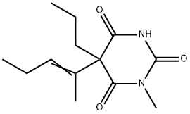 1-メチル-5-(1-メチル-1-ブテニル)-5-プロピルバルビツル酸 化学構造式