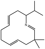 3,3-ジメチル-12-(1-メチルエチル)アザシクロドデカ-1,5,9-トリエン 化学構造式
