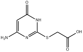 [(6-アミノ-4-オキソ-1,4-ジヒドロピリミジン-2-イル)チオ]酢酸 化学構造式
