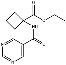 Cyclobutanecarboxylic acid, 1-[(5-pyrimidinylcarbonyl)amino]-, ethyl ester (9CI) Struktur