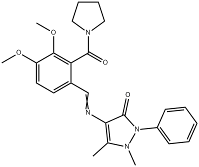 4-[[3,4-Dimethoxy-2-(1-pyrrolidinylcarbonyl)benzylidene]amino]antipyrine 结构式