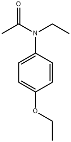 N-エチル-N-(p-エトキシフェニル)アセトアミド 化学構造式