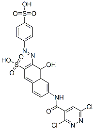 6-(3,6-dichloropyridazine-4-carboxamido)-4-hydroxy-3-[(p-sulphophenyl)azo]naphthalene-2-sulphonic acid Struktur